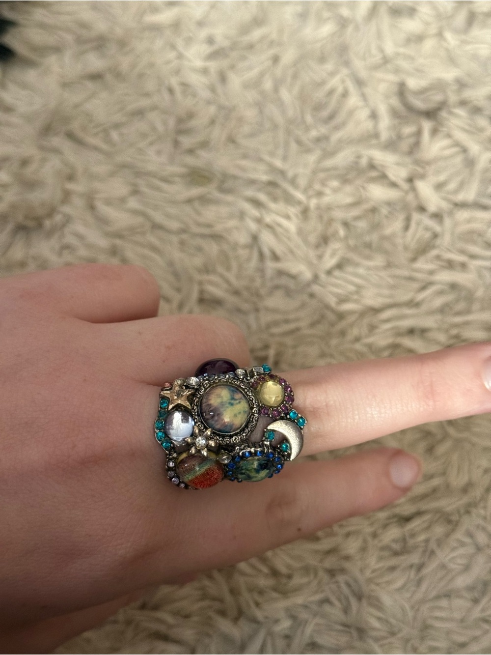 Multicolor Celestial Cluster Statement Ring - Women Jewelry
